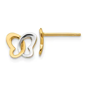 14K Two-Tone Gold Butterfly Post Earrings