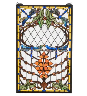 14"W Dragonfly Allure Stained Glass Window