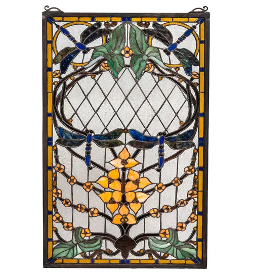 14"W Dragonfly Allure Stained Glass Window