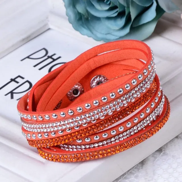 2016 Hot Selling ! New Women's Red Fashion Leather Bracelets For women Christmas Gifts New Year 18 Color ChoicesFree Shipping