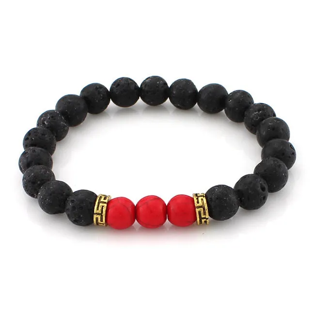 8mm Lava Stone Beaded Bracelet Bangle Imperial Beads Stretch Energy Yoga Jewelry Bracelets Women Men