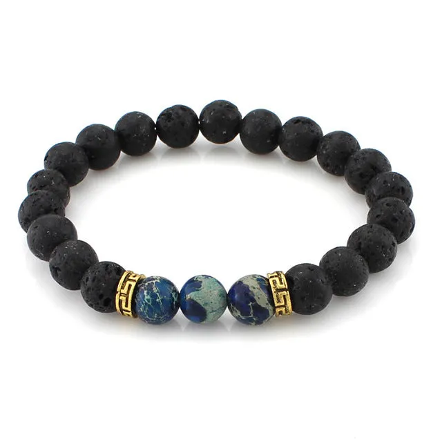 8mm Lava Stone Beaded Bracelet Bangle Imperial Beads Stretch Energy Yoga Jewelry Bracelets Women Men