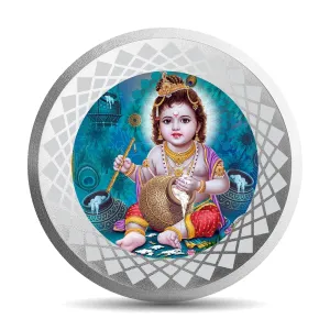999 Pure Silver Krishna 10 Grams Coin ( Design 17)