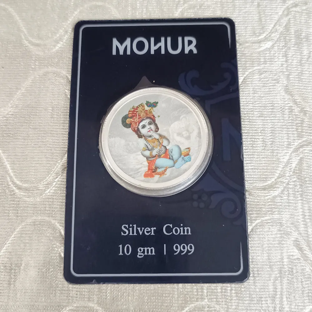 999 Pure Silver Krishna 10 Grams Coin ( Design 18)