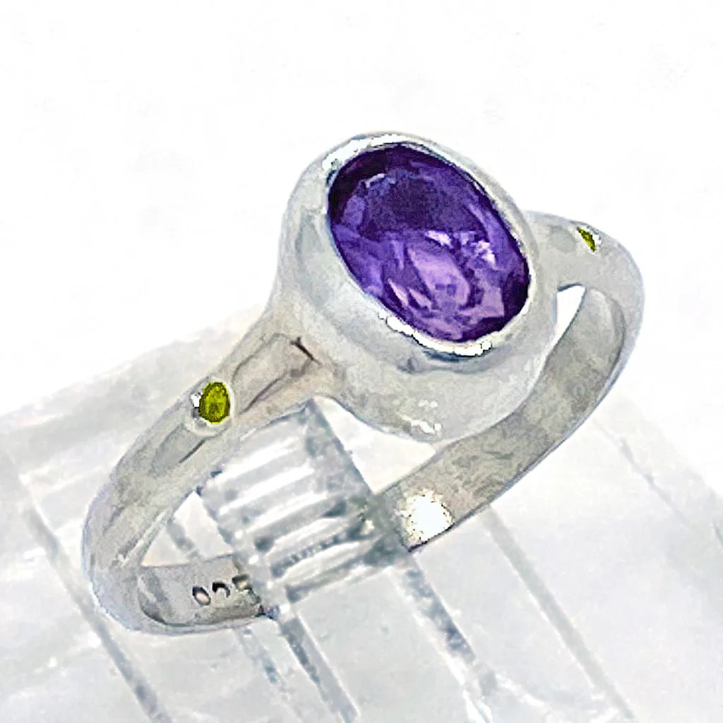 Amethyst & Diamond Ring (size 5 1/2)