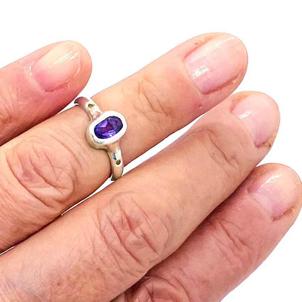 Amethyst & Diamond Ring (size 5 1/2)