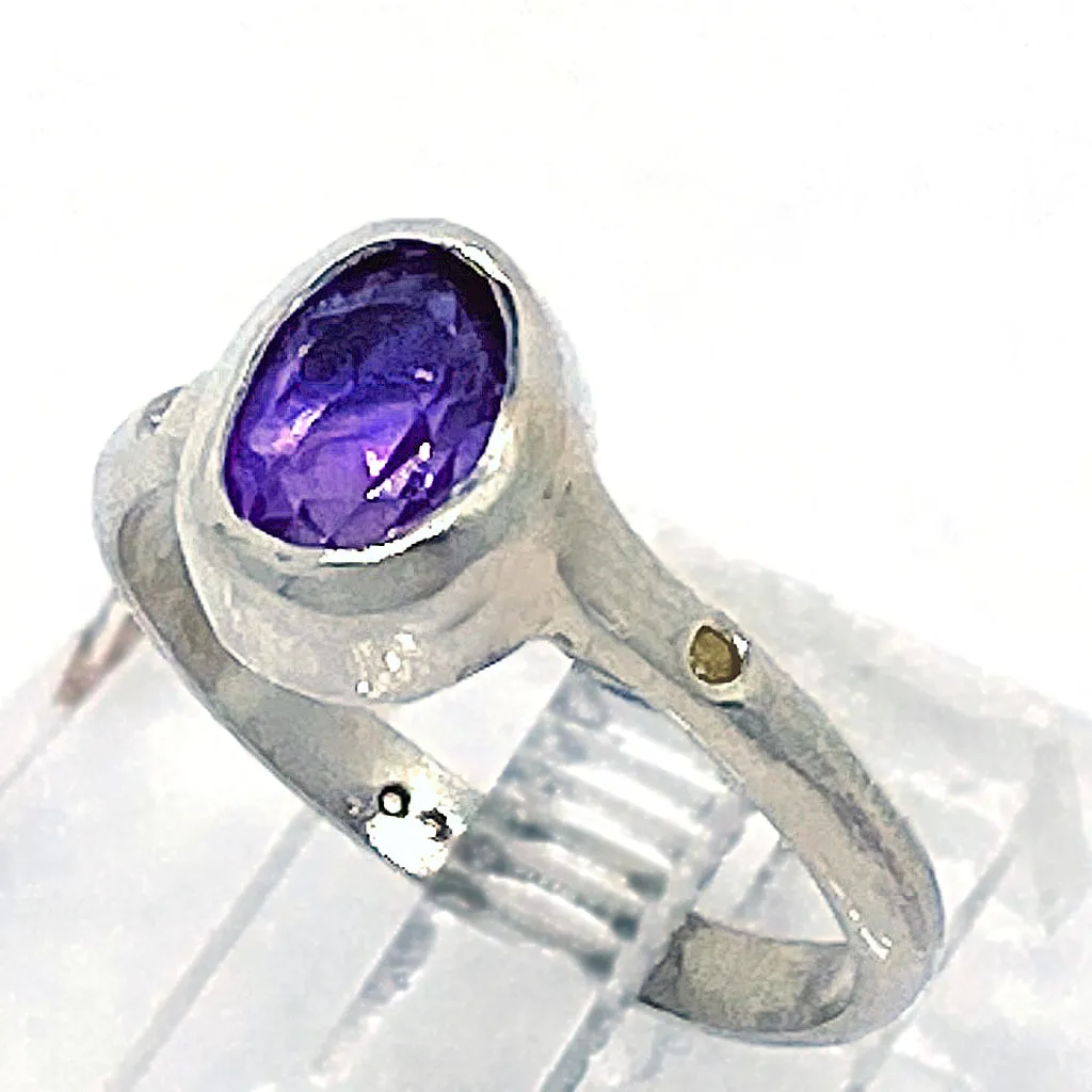 Amethyst & Diamond Ring (size 5 1/2)