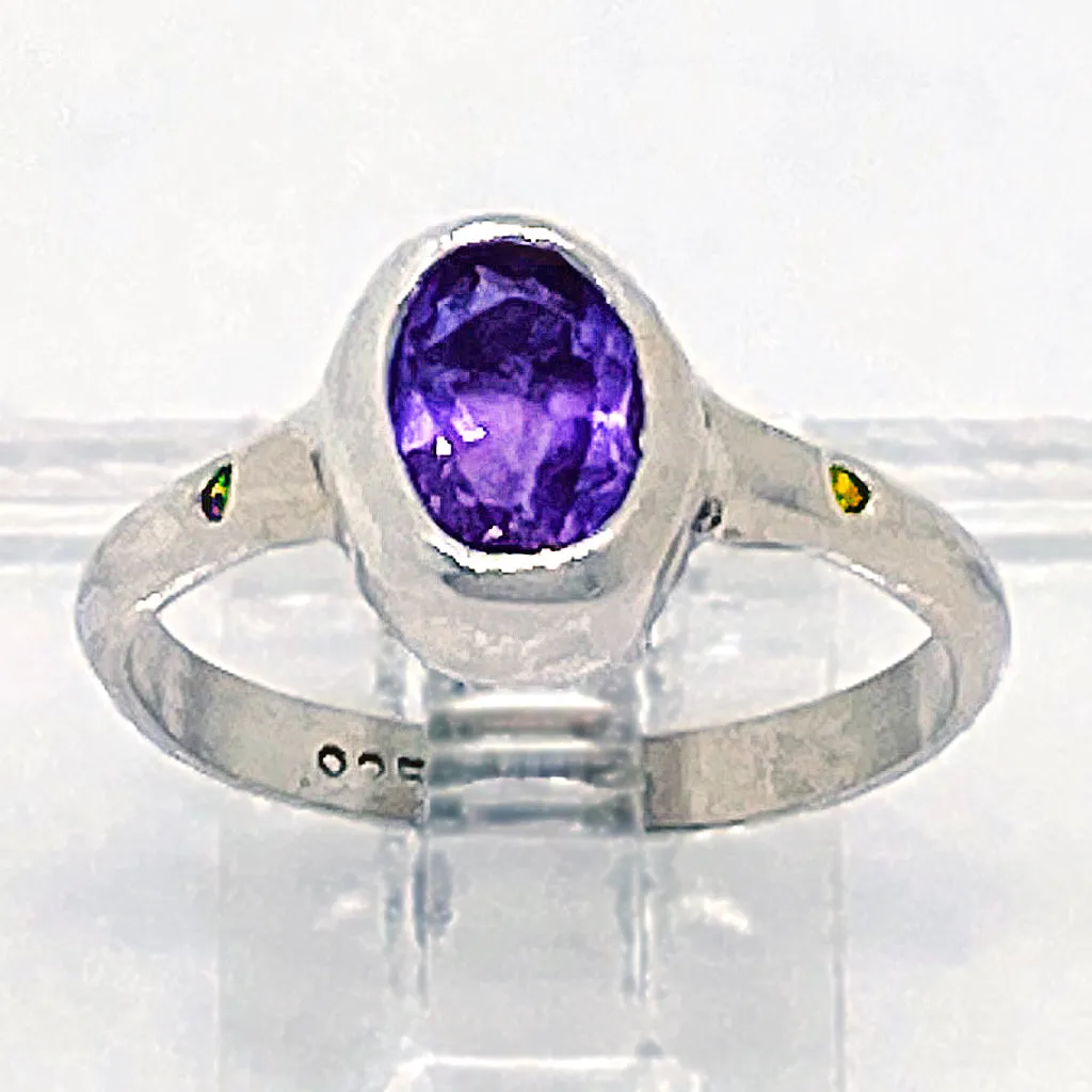 Amethyst & Diamond Ring (size 5 1/2)