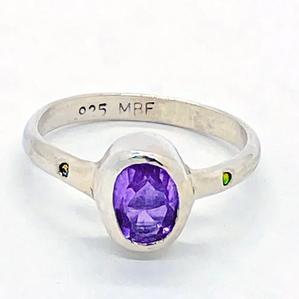 Amethyst & Diamond Ring (size 5 1/2)
