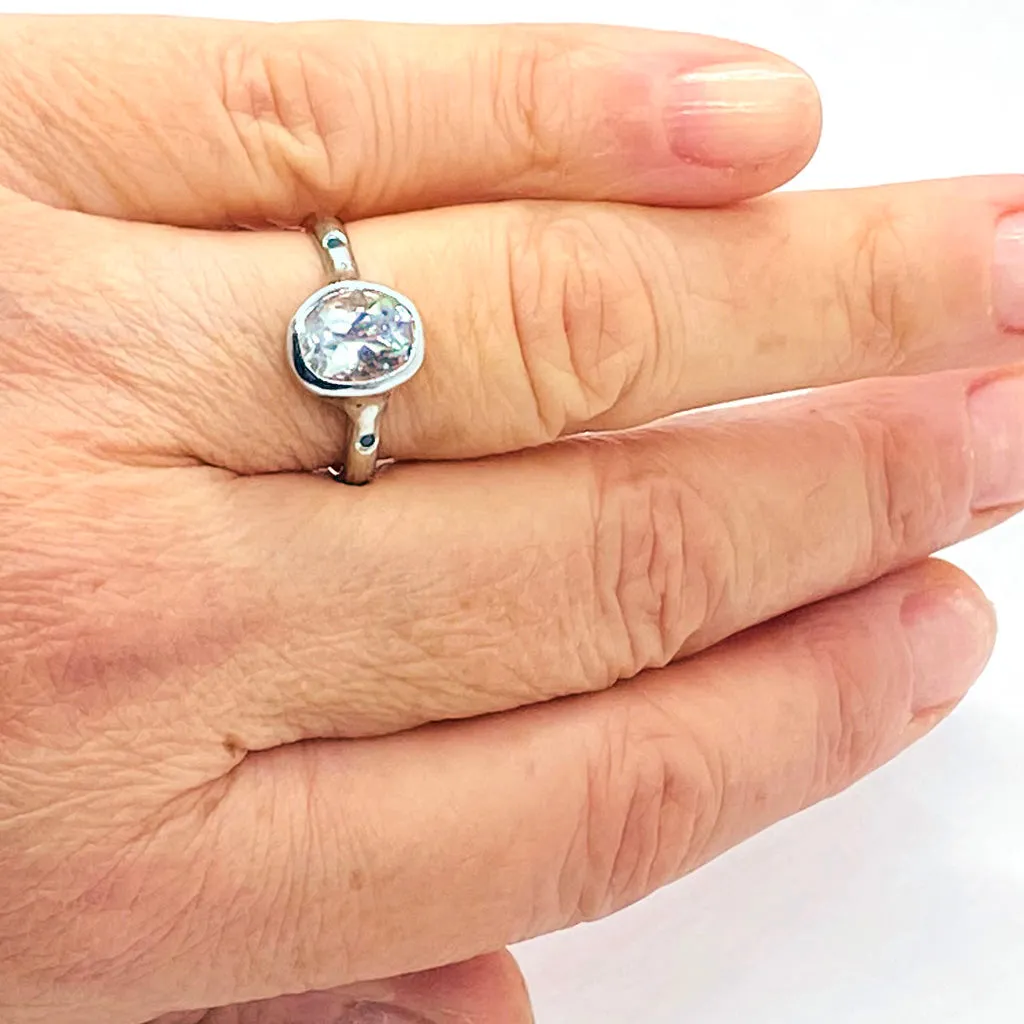 Aquamarine & Sapphires Ring (size 8 1/2)