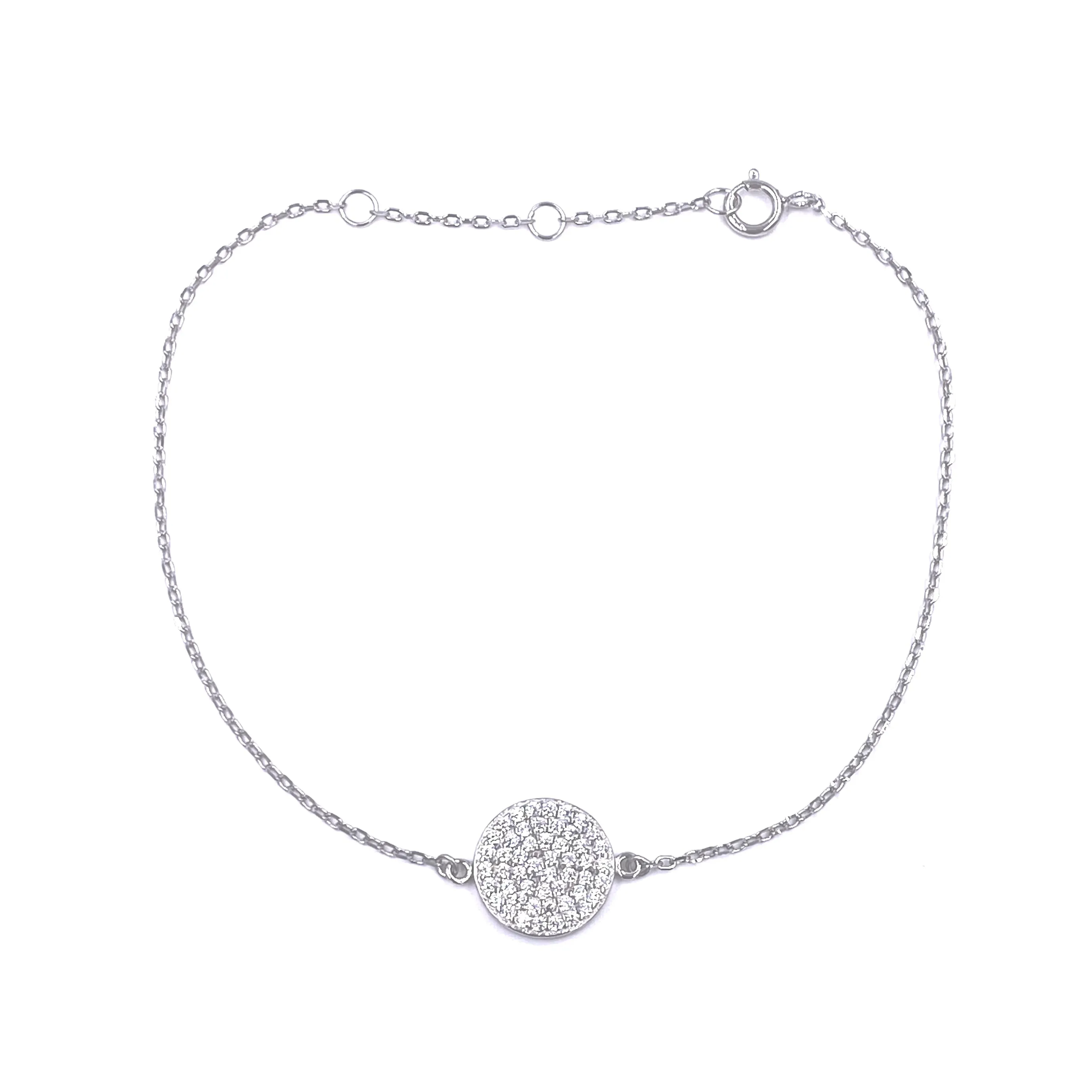 Ashley Gold Sterling Silver CZ Encrusted Circle Clasp Bracelet