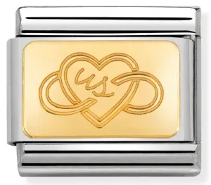 Classic bonded yellow Gold Engraved Sign US Heart  030121/42