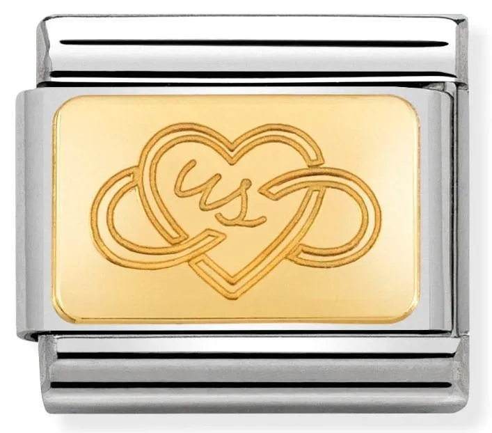 Classic bonded yellow Gold Engraved Sign US Heart  030121/42