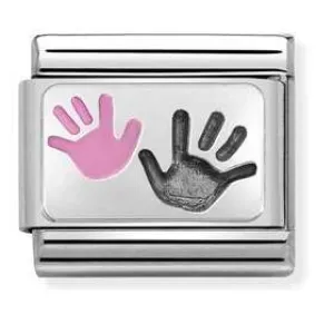 Classic OXIDIZED PLATES,S/steel, enamel, 925 silver,Hands Daughter and Parent  330208/42