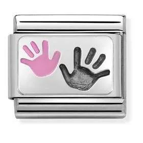 Classic OXIDIZED PLATES,S/steel, enamel, 925 silver,Hands Daughter and Parent  330208/42