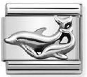 Classic OXIDIZED ,st.steel & Sterling Silv. Dolphins   330101/29