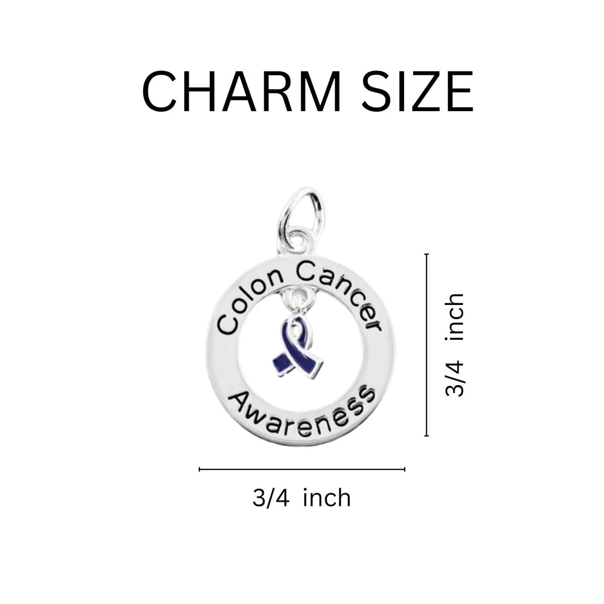 Colon Cancer Dark Blue Ribbon Circle Charm Chunky Bracelets