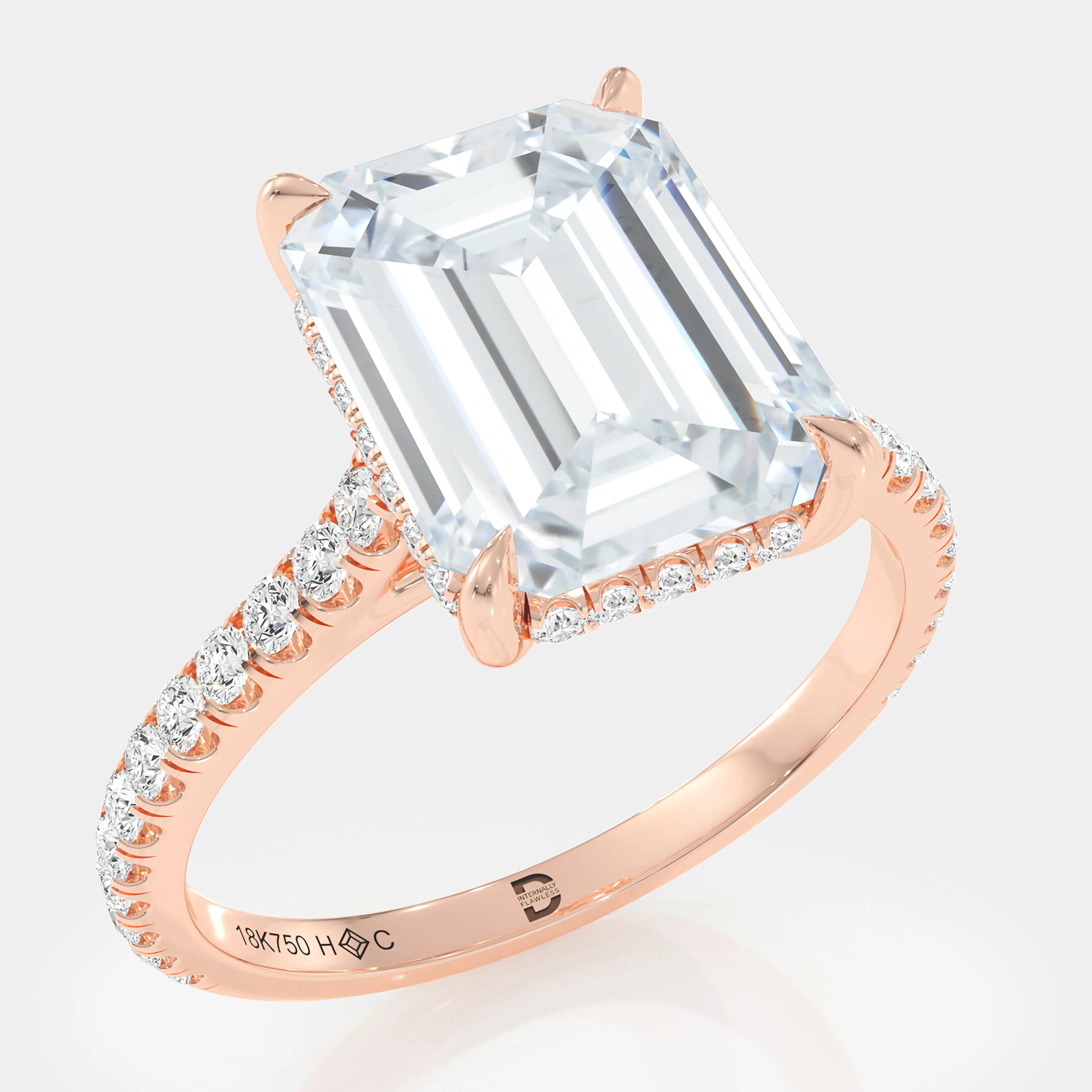 Emerald Cut Pave Diamond Ring