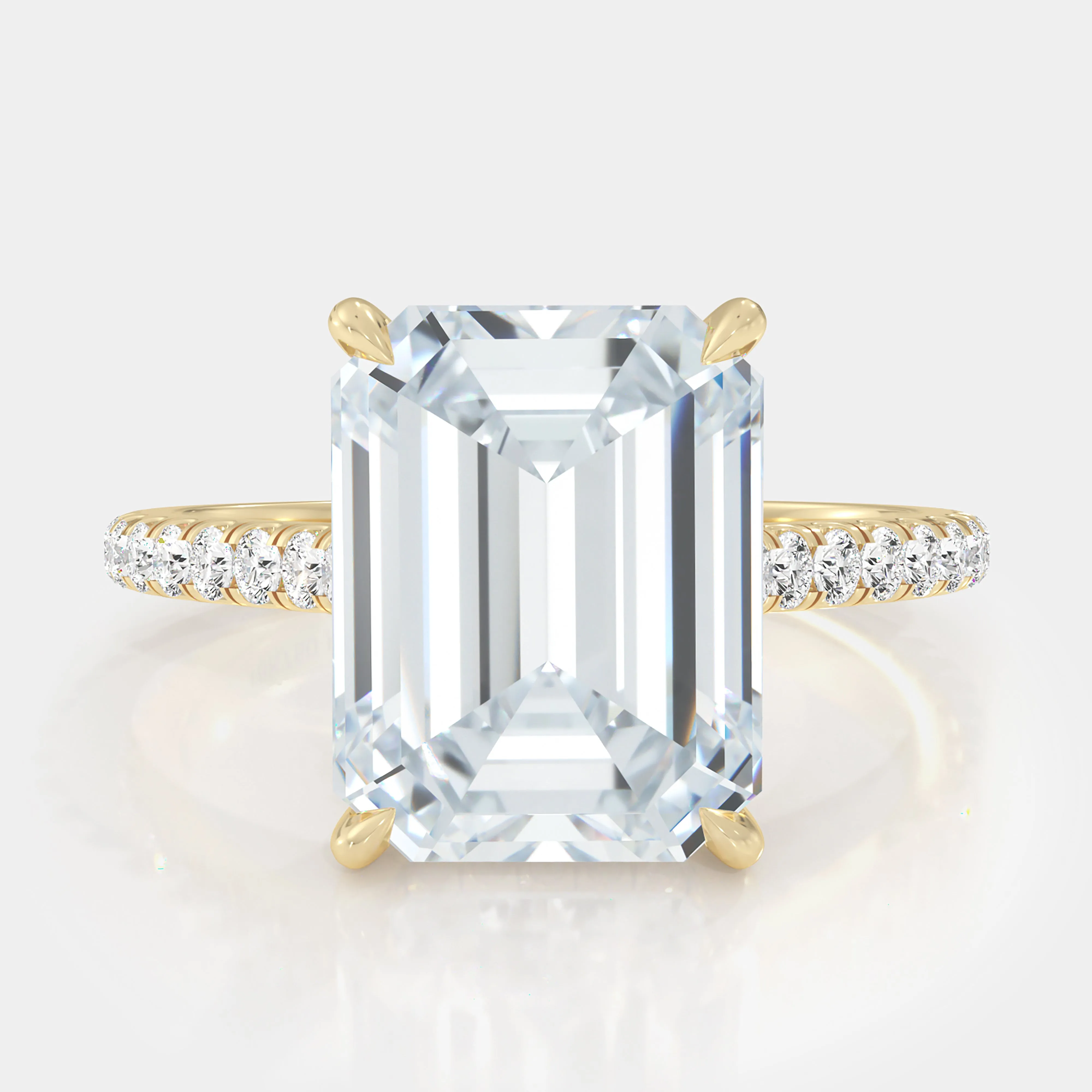 Emerald Cut Pave Diamond Ring