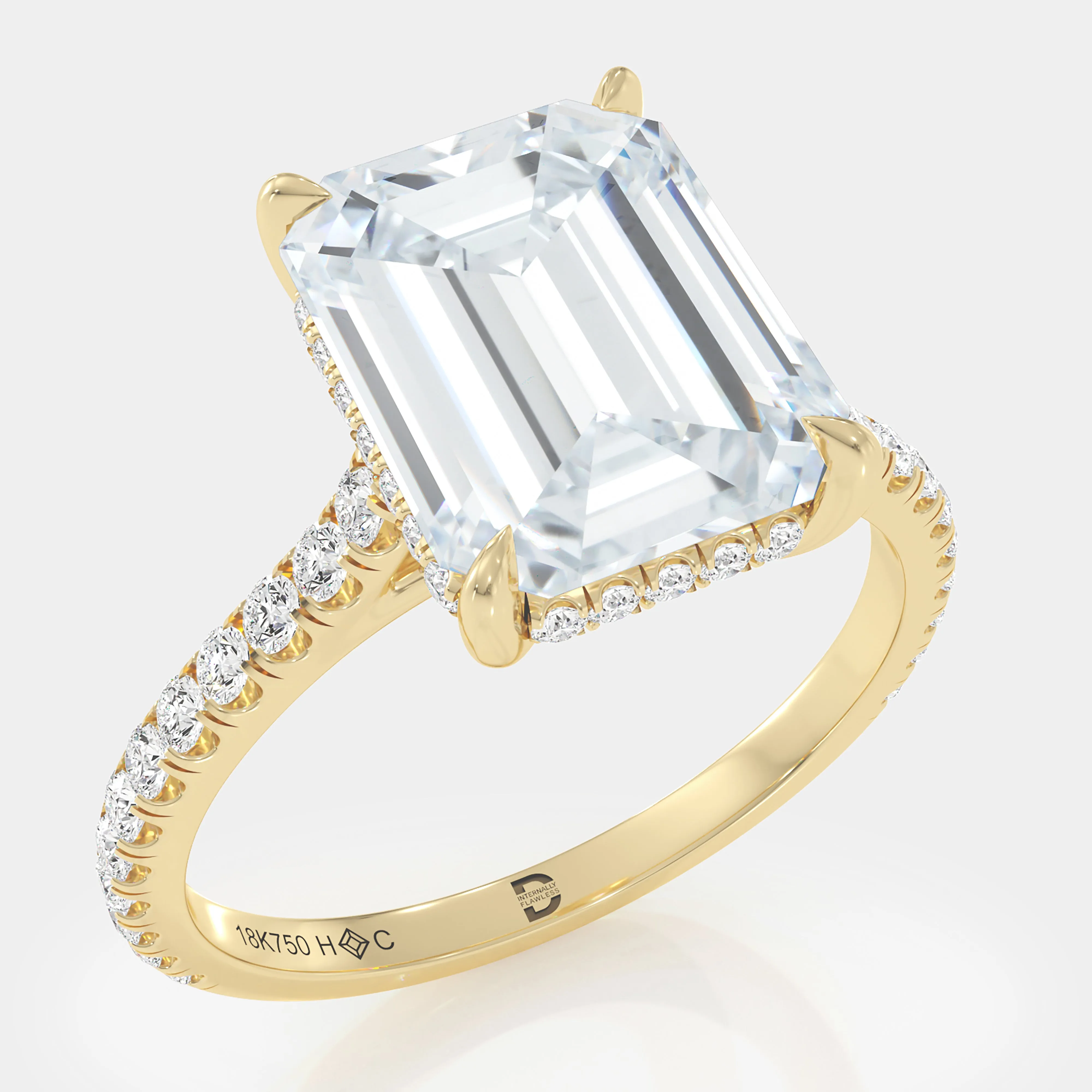 Emerald Cut Pave Diamond Ring