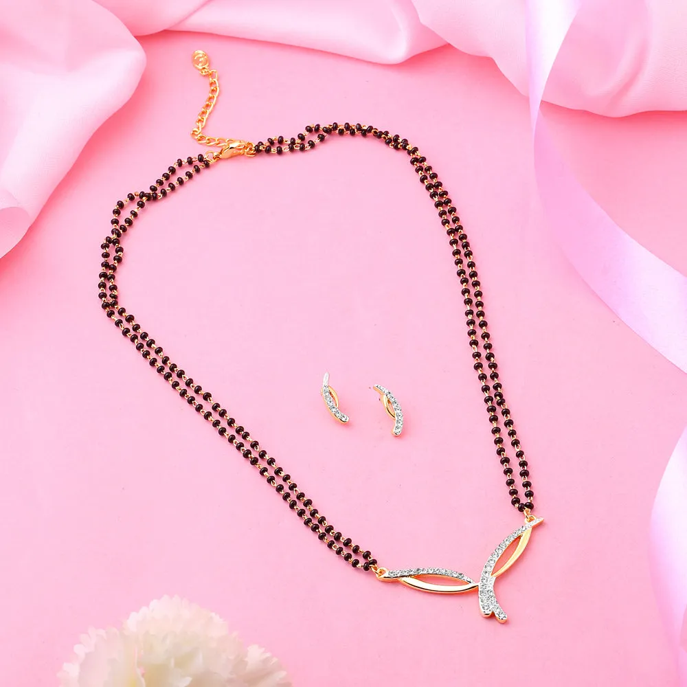 Estele Gold & Rhodium  Plated Elegant Designer Mangalsutra Necklace Set with Austrian Crystals for Women