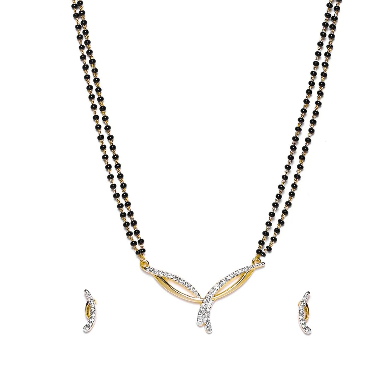 Estele Gold & Rhodium  Plated Elegant Designer Mangalsutra Necklace Set with Austrian Crystals for Women