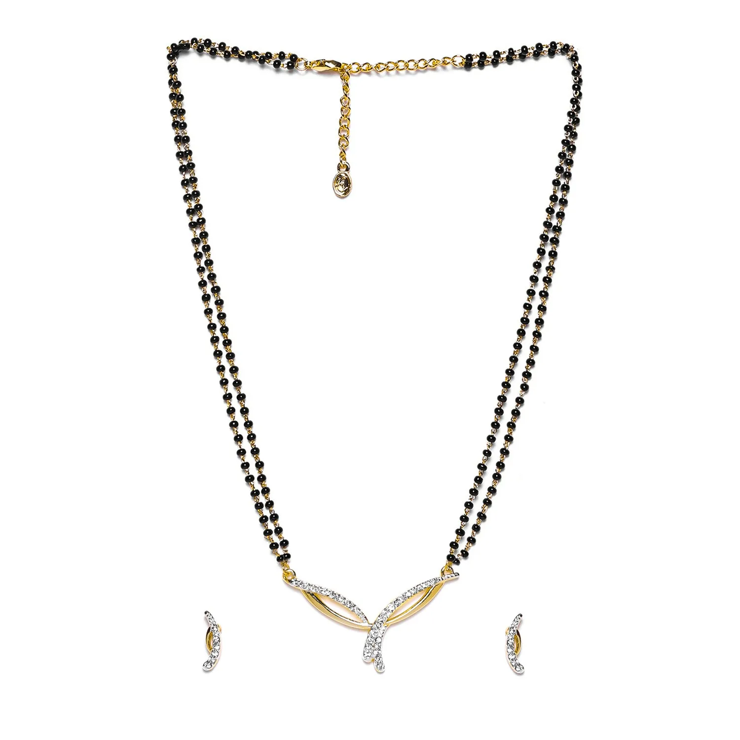 Estele Gold & Rhodium  Plated Elegant Designer Mangalsutra Necklace Set with Austrian Crystals for Women