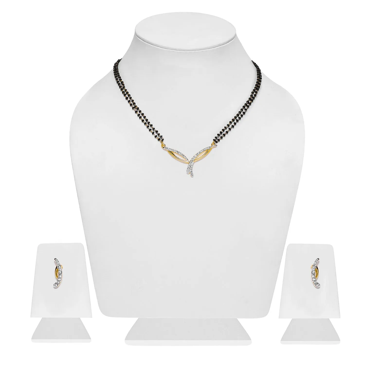Estele Gold & Rhodium  Plated Elegant Designer Mangalsutra Necklace Set with Austrian Crystals for Women