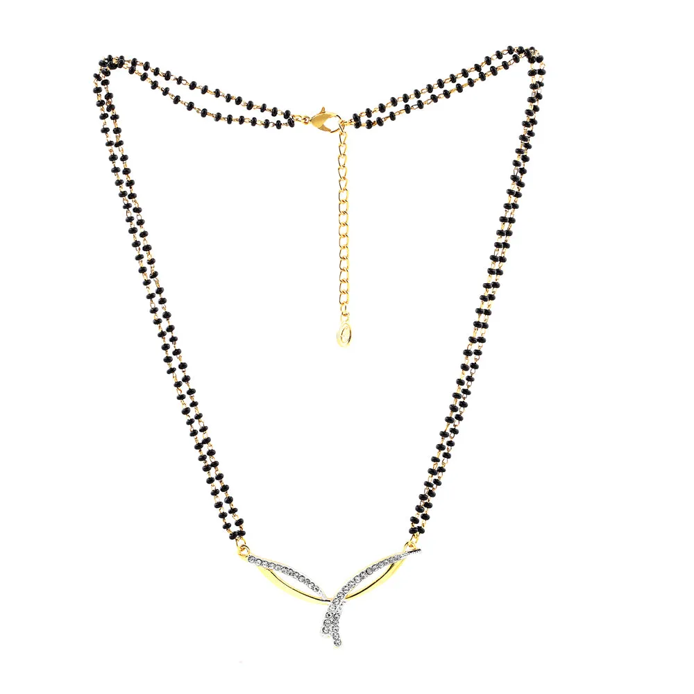 Estele Gold & Rhodium  Plated Elegant Designer Mangalsutra Necklace Set with Austrian Crystals for Women