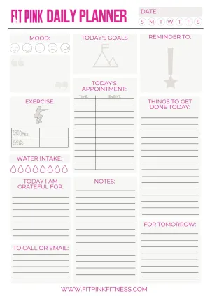 FitPink Daily Planner