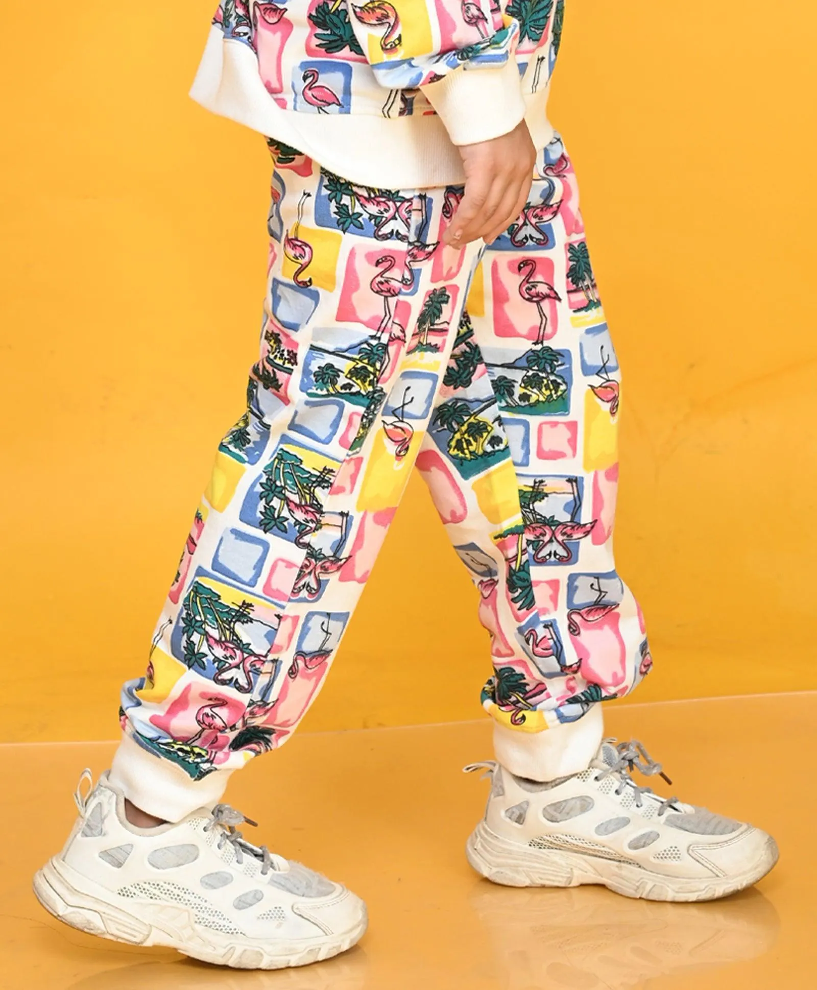 FLAMINGO NEW GIRLS FLEECE JOGGER - WHITE