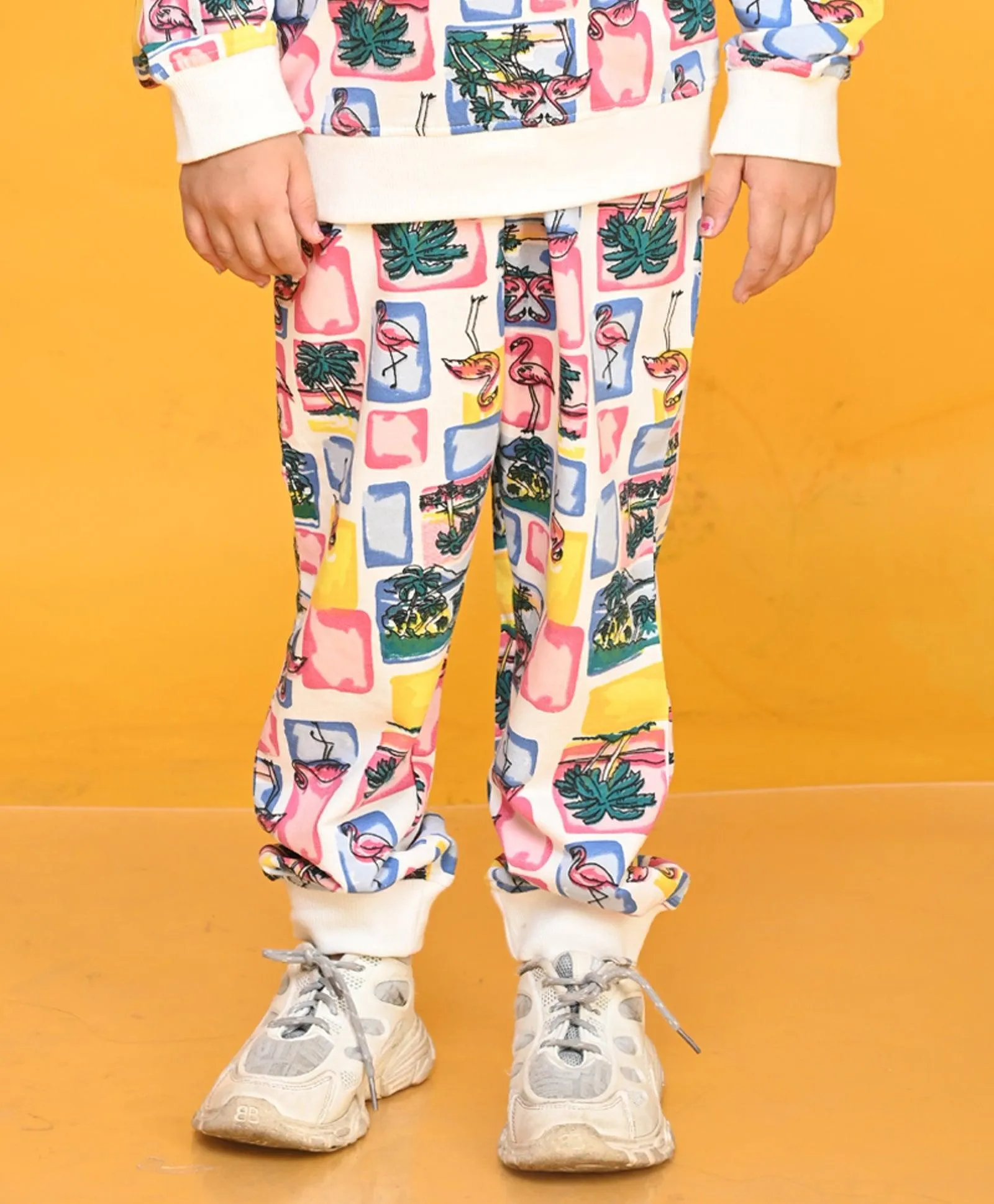 FLAMINGO NEW GIRLS FLEECE JOGGER - WHITE