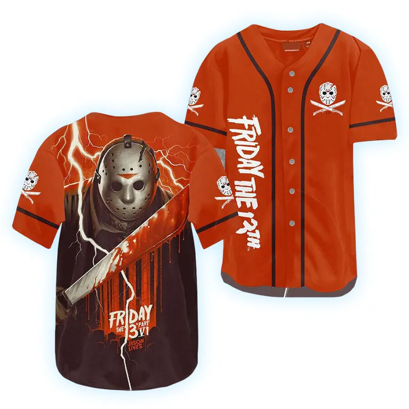 Friday The 13th Jason Voorhees Orange Baseball Jersey
