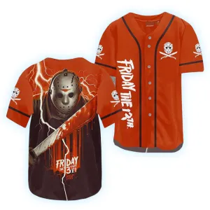 Friday The 13th Jason Voorhees Orange Baseball Jersey
