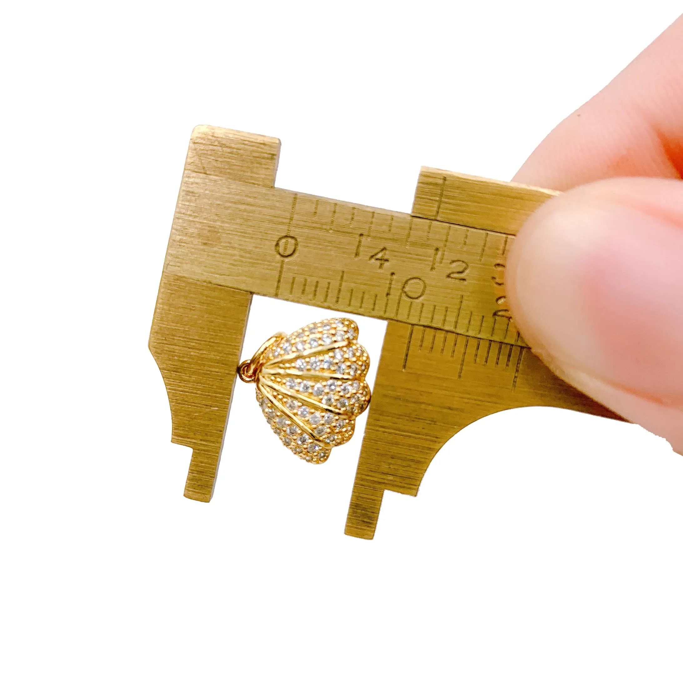 Gold Filled Clam Shell Charm Pendant CZ Micro Pave, CP978