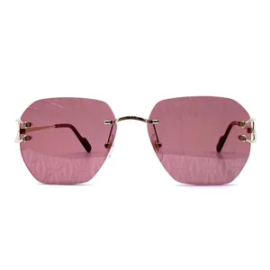 Gold Red Metal Sunglasses - CCT0394S003