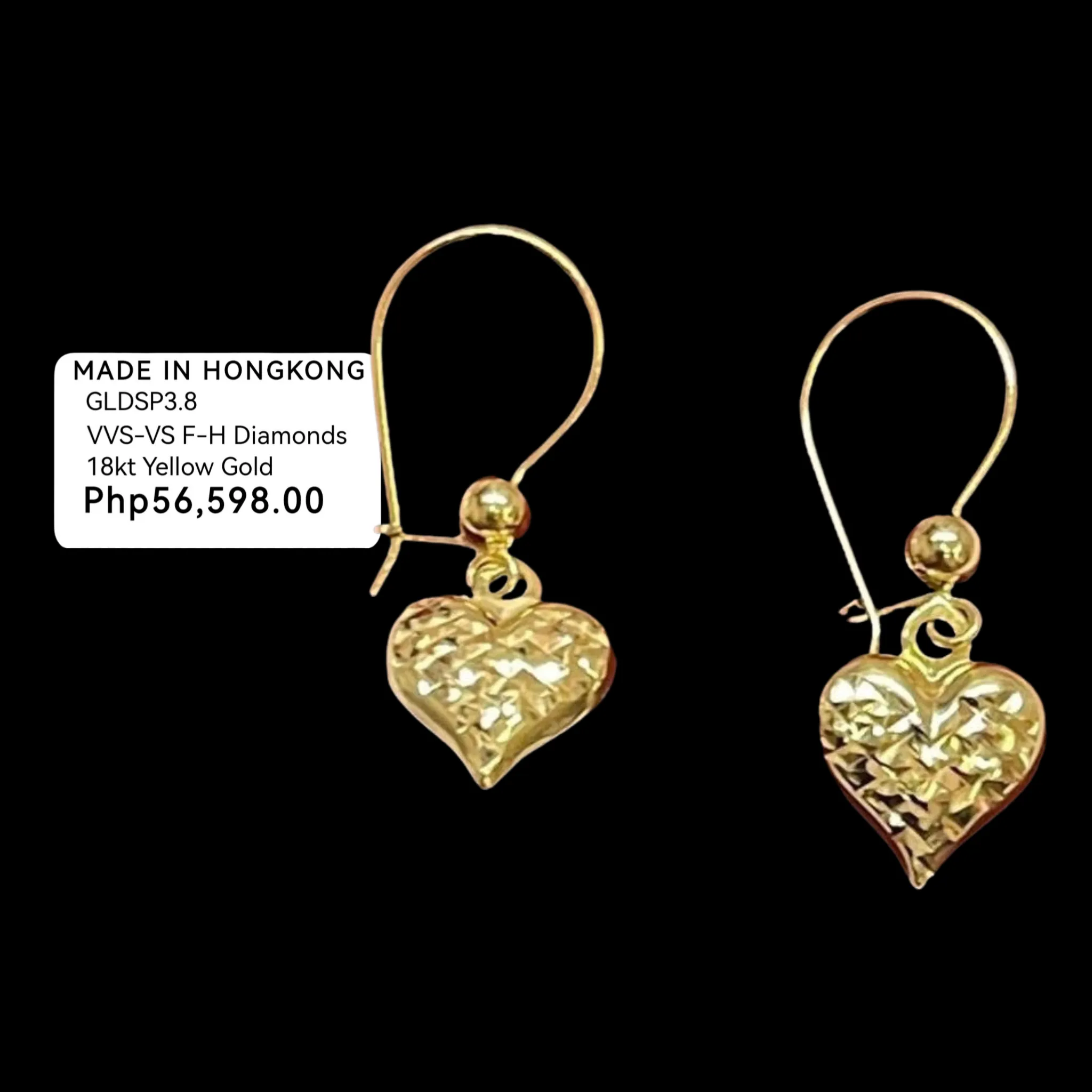 #GOLD2024 | 18K Golden Heart Dangling Earrings