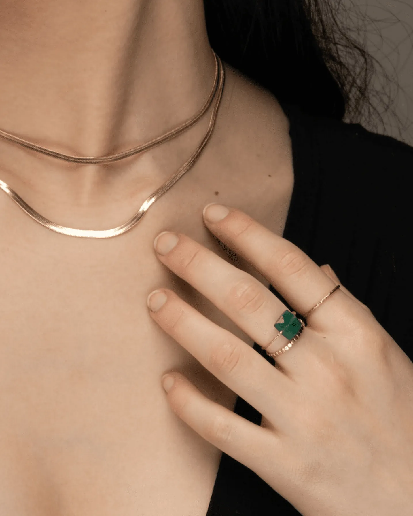 Green onyx Square Daily Serenity Ring