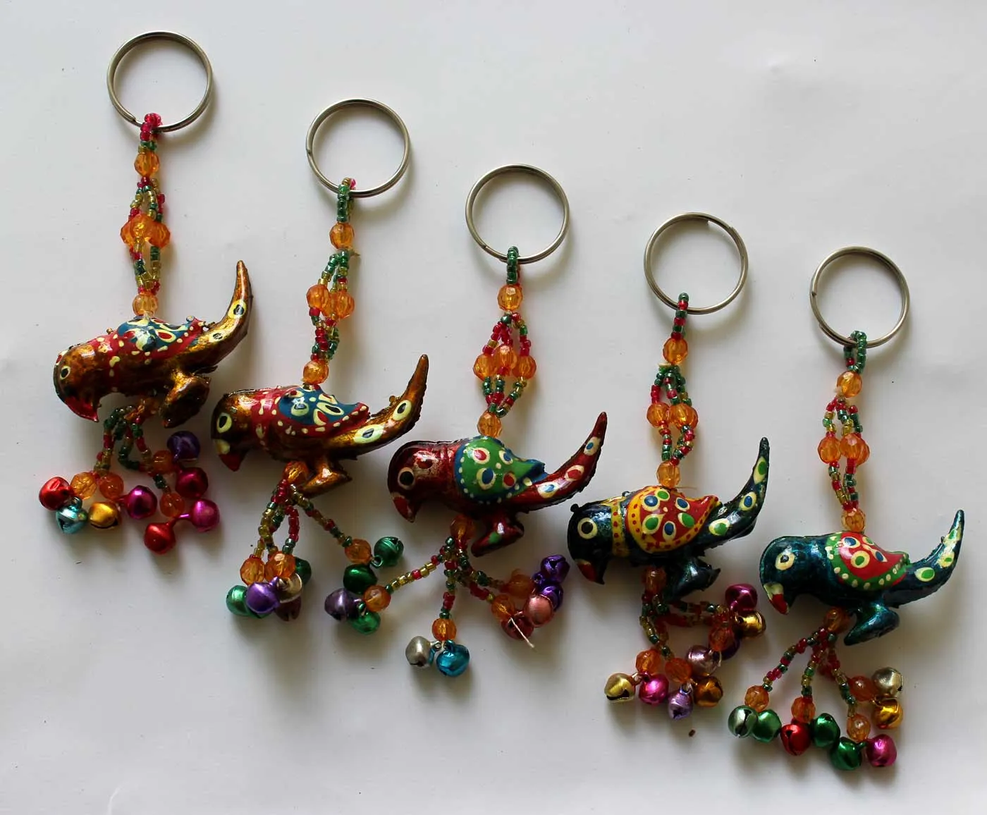 Hand Painted Animal Key Rings Assorted Turtle Bird Elephant Key Chain Gifts