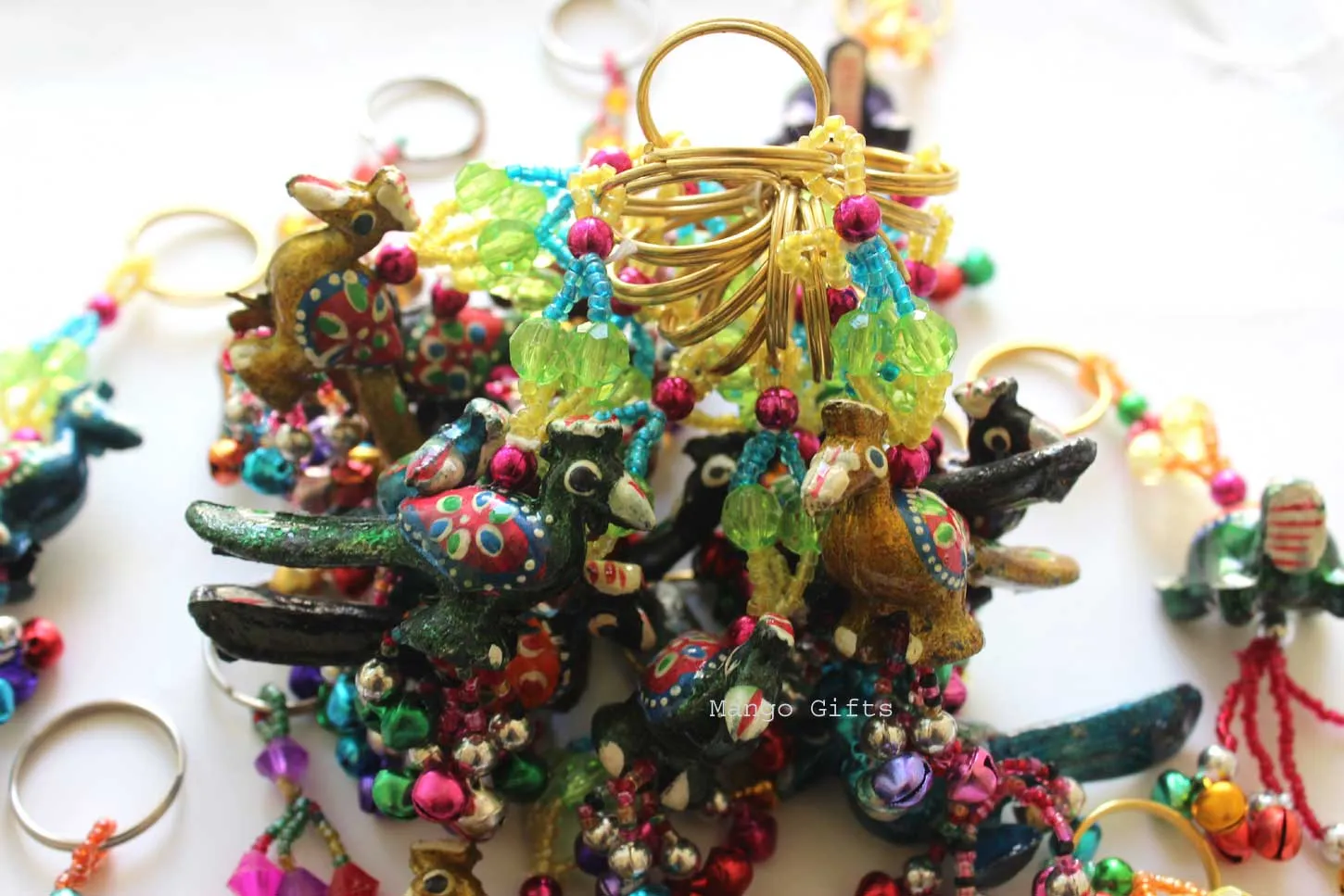 Hand Painted Animal Key Rings Assorted Turtle Bird Elephant Key Chain Gifts