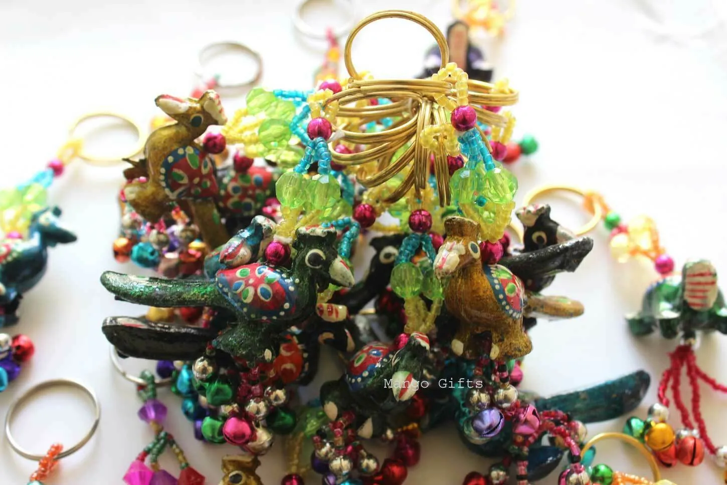 Hand Painted Animal Key Rings Assorted Turtle Bird Elephant Key Chain Gifts