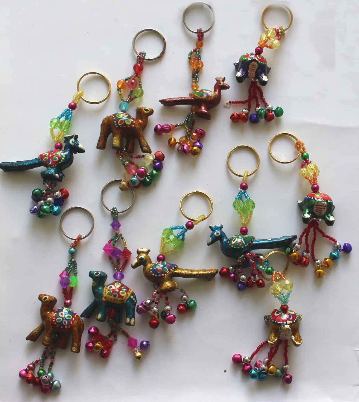Hand Painted Animal Key Rings Assorted Turtle Bird Elephant Key Chain Gifts