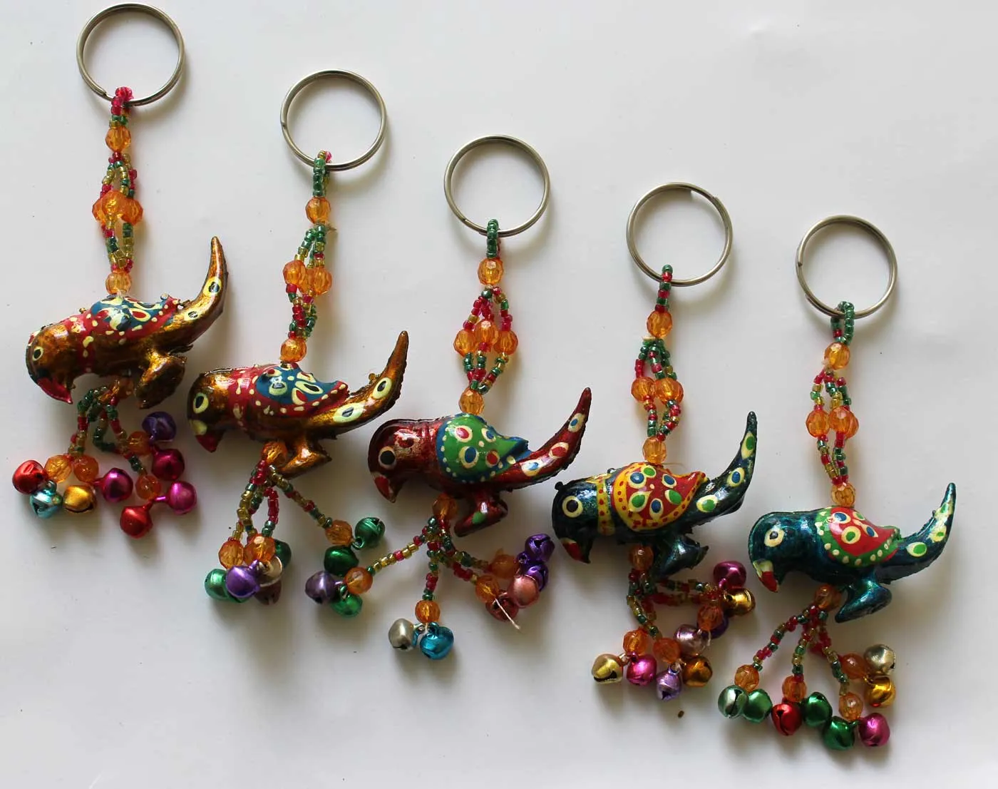 Hand Painted Animal Key Rings Assorted Turtle Bird Elephant Key Chain Gifts