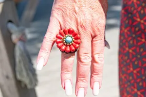 Handmade Macrame ring - vermelha