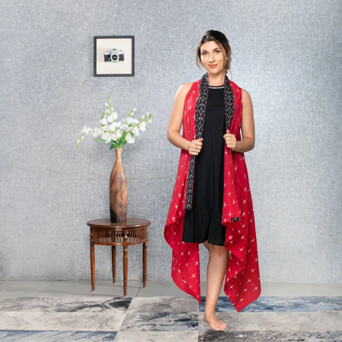 Handwoven Ikat Overlay in Red