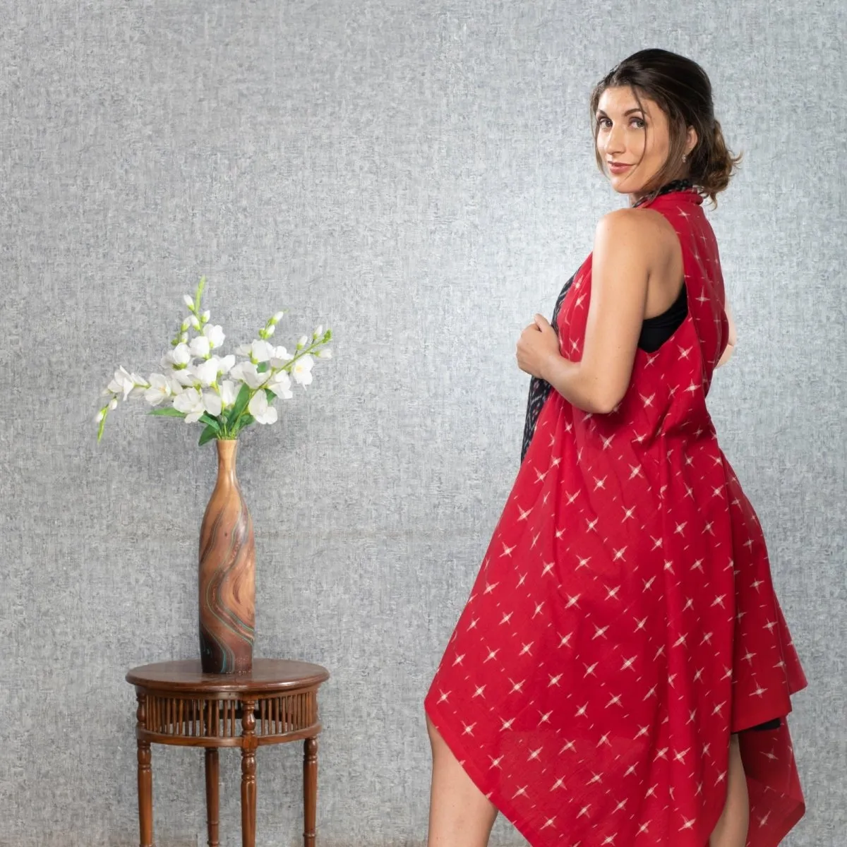 Handwoven Ikat Overlay in Red