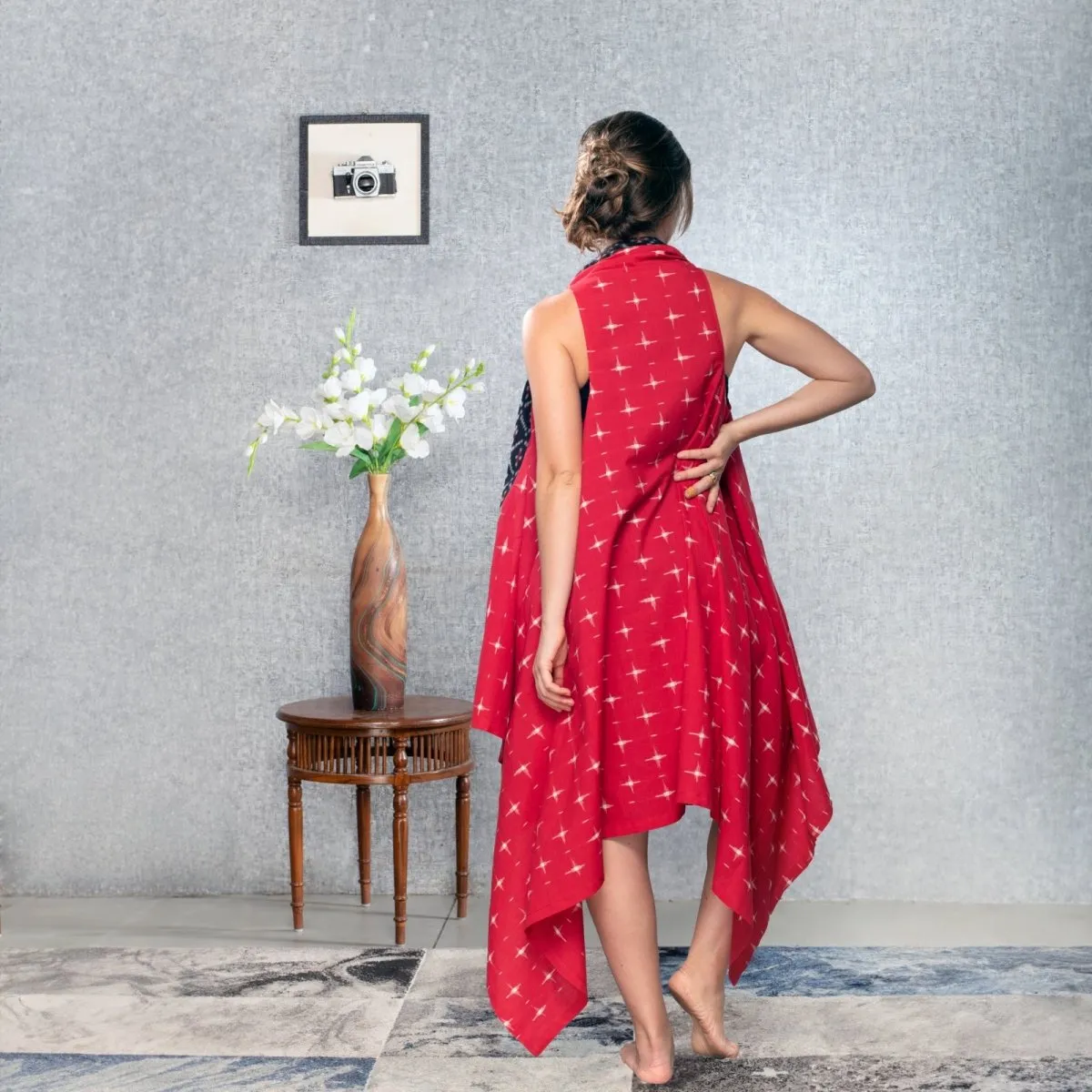 Handwoven Ikat Overlay in Red
