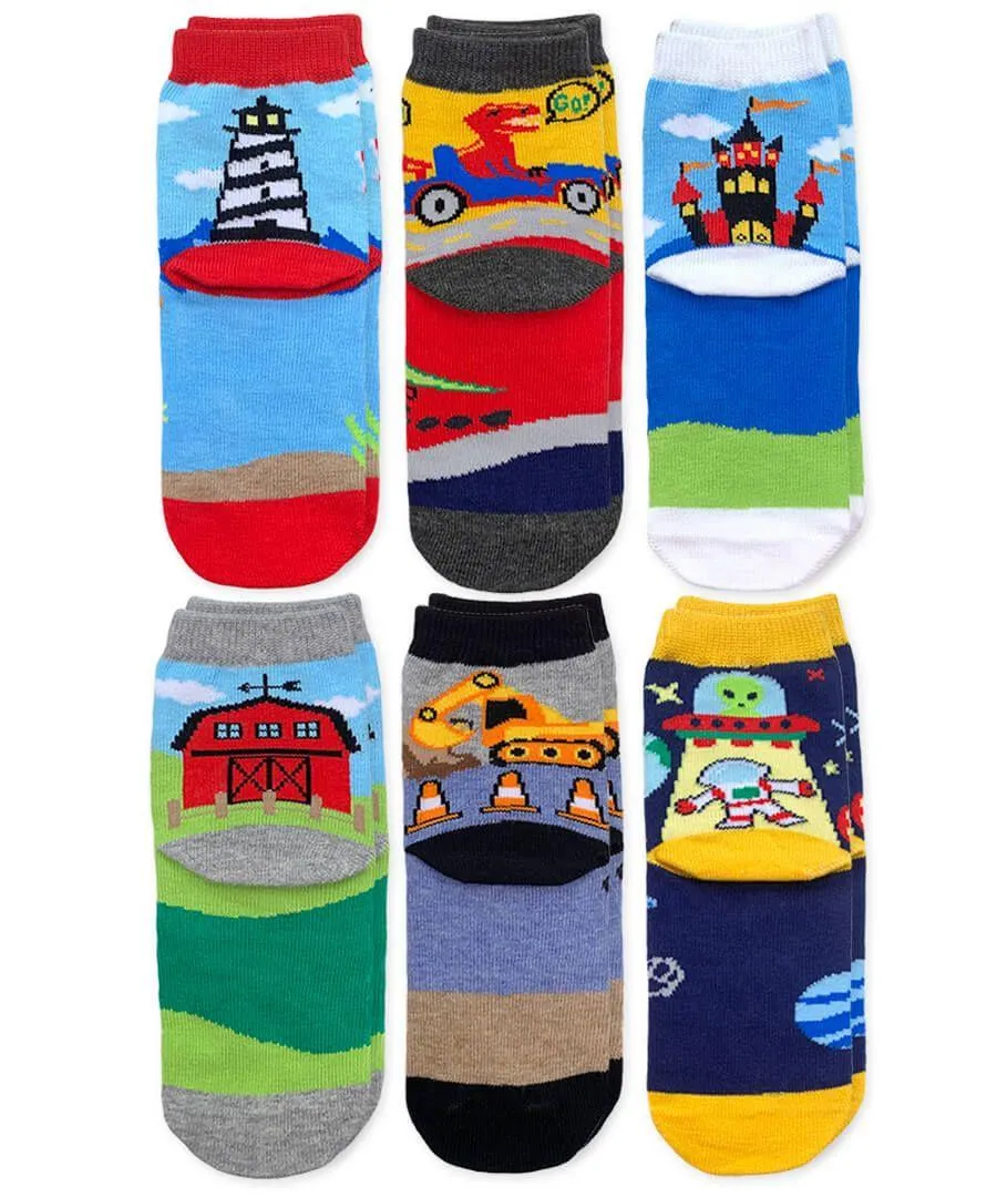 Jefferies 6pk Space Pirate Dinosaur Crew Socks