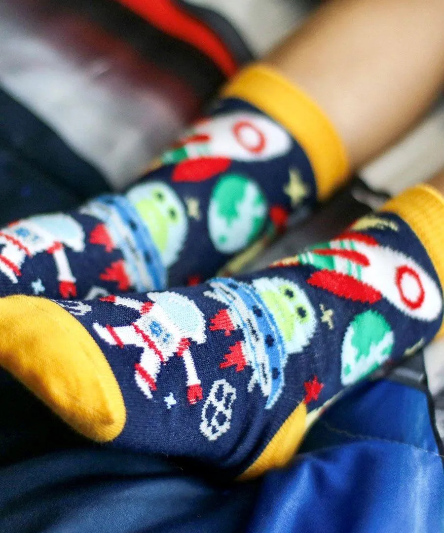 Jefferies 6pk Space Pirate Dinosaur Crew Socks