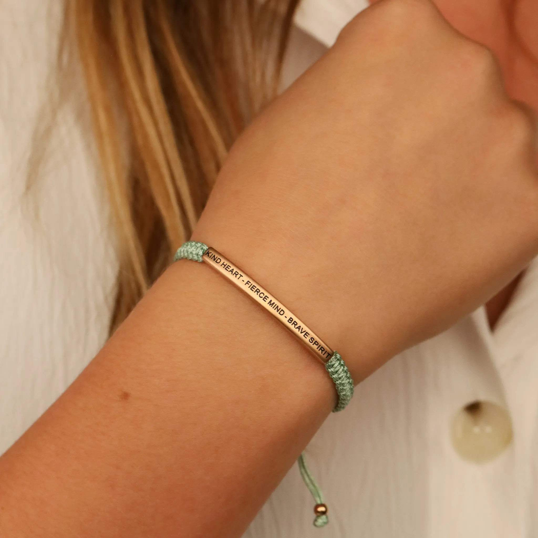 KIND HEART - FIERCE MIND - BRAVE SPIRIT ROPE BRACELET